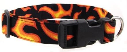 Orange Flames Soft Adjustable Dog Collar with Quick Release Buckle Extra Large