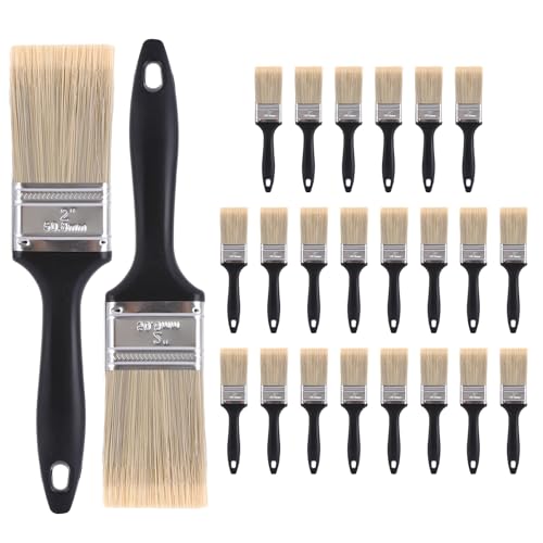Image of GBACHOOSE 30 Pcs 2 inch/50mm Paint Brushes, Paint Brush Decorating with Plastic Handle, Black PaintBrush Pack for DIY Paint, Home, Furniture, Fences, Wall Trim