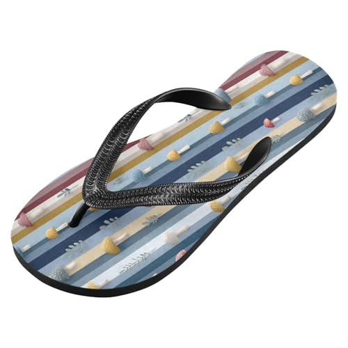 Flip Flop Sandals Mushroom Stripe Print for Women Men Beach Outdoor XS2