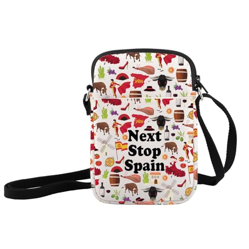 JXGZSO Spain Symbols Souvenir Gift Next Stop Spain Crossbody Bag Spain Trip Shoulder Bag Spain Lover Gift Europe Travel Gift