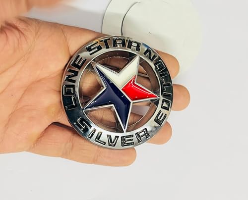 Image of NEW Round Lone Star Chrome Logo Emblems for Car & Bike Metal Lo.go and Grill Me.tal Lo.go, Auto Accessories for Car Emblem 3D Badge Auto Racing Sport Sticker Grand Tourer Decal.