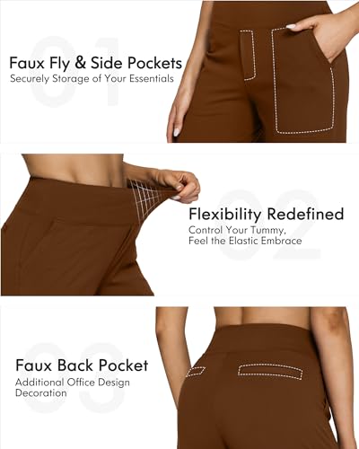 Image of G4Free EverGoing Yoga Pants Women Wide Leg Pants with Pockets High Waist Stretch Dress Casual Sweatpants Petite /Regular /Tall