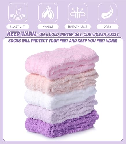 Image of Womens Fuzzy Socks Cozy Fluffy Slipper Soft Winter Warm Home Sleeping Christmas Socks