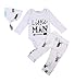 Greenafter Newborn Baby Boys Funny Bodysuits+ Deer Pants +Hats Outfits Clothes Set (3-6months, White)