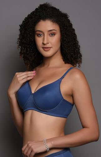 BRIELLE Women's Cotton Blend Lightly-Padded Wirefree Full Coverage T-Shirt Bras, Pack of 3 - Image 4