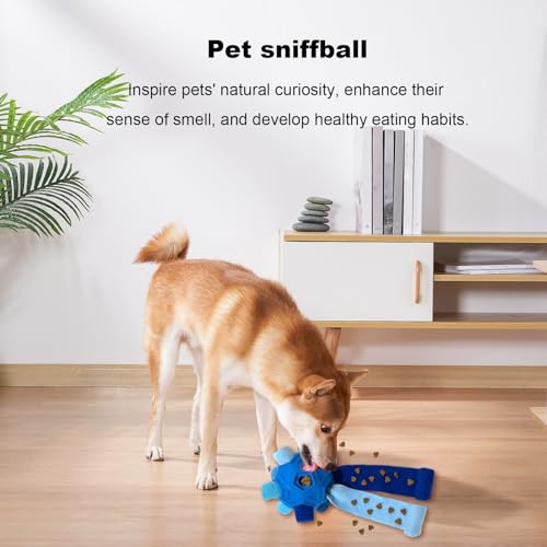 Shienfir Double Snoop Hundespielzeug, spannendes Hunde-Anreicherungsspielzeug, interaktives Schnüffelball, Nahrungssuchfähigkeiten, Training, Puzzle-Futterspender für kleine, mittelgroße Blau