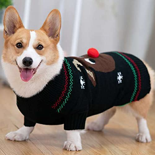 Suéter de Navidad para perro con diseño de reno negro XXS miniatura 2