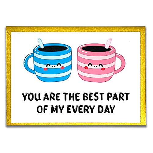 I Love You Birthday or Coffee Anniversary Card, Valentine's Day, Cute and Sweet Dating Engagement Wedding Anniversary Handmade Card for Him, Her, Boyfriend, Girlfriend, Husband, Wife