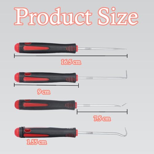 4 Pcs Precision Pick and Hook Set, with Bag Professional Puller Removal Hook Set, Shaft Hose Seal Removal Tool, Remover Mechanic Tool for Car Auto Vehicle Repair - Image 2