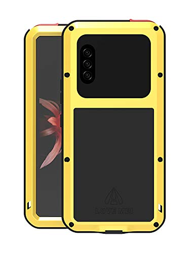 Coque Sony Xperia 10 II Love Mei Antichoc Jaune en Métal et Verre Trempé