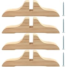 CALIDAKA 4pcs Folding Wooden Room Divider Stand with Screws, Privacy Screen Holder Feet Partition for Hotel Home Office Color Wood Color