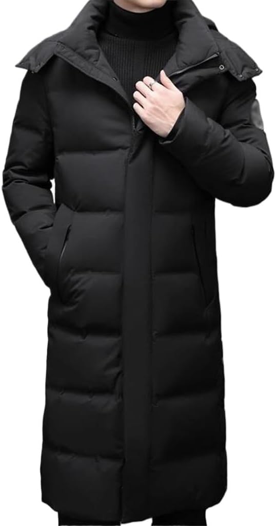 VIDI Over The Knee Down Jacket Male Winter Thick Warm White Duck Coat Men's Hooded Long