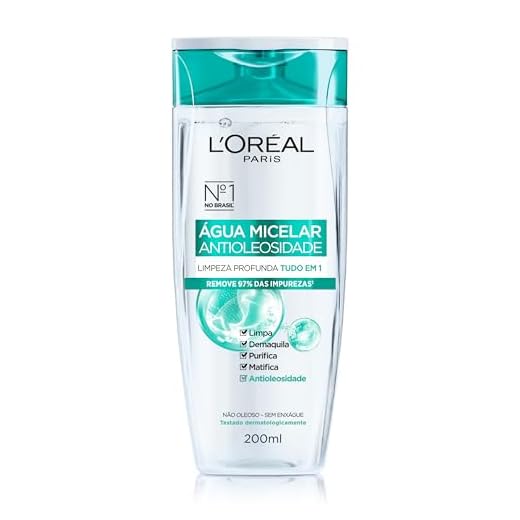 Água Micelar Efeito Matte L'Oréal Paris Solução de Limpeza Facial, 200ml