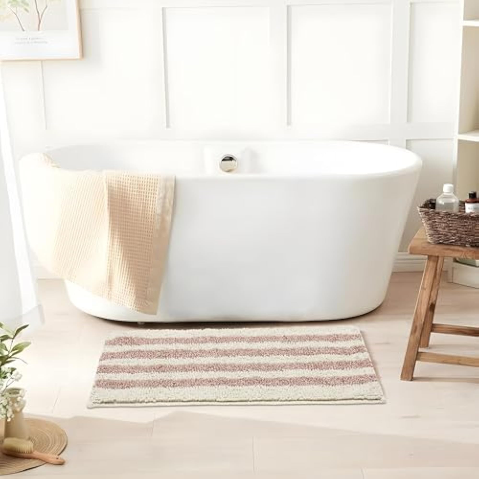 Super Absorbent Cotton Chenille Noodle Anti Slip Bath Mat