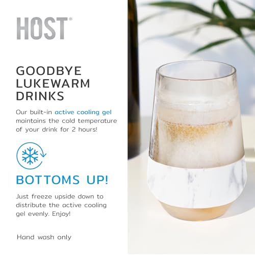 Image of HOST Freeze XL Cooling Cup in Double Walled Insulated Freezable Drink Chilling Tumbler with Freezing Gel, 12 Ounces - Set of 2, Marble