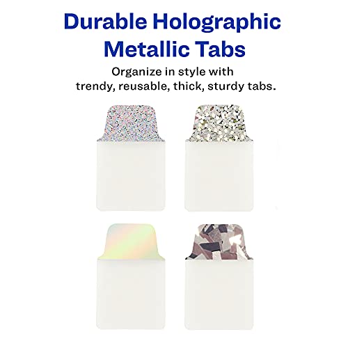 Image of Avery Ultra Tabs, 1 inch x 1.5 inch Repositionable, Holographic, 32 Tabs | For Marking Pages in Books and Planners, Two-Side Writable Clear Film Tabs, Removes Cleanly, Smudge-Resistant