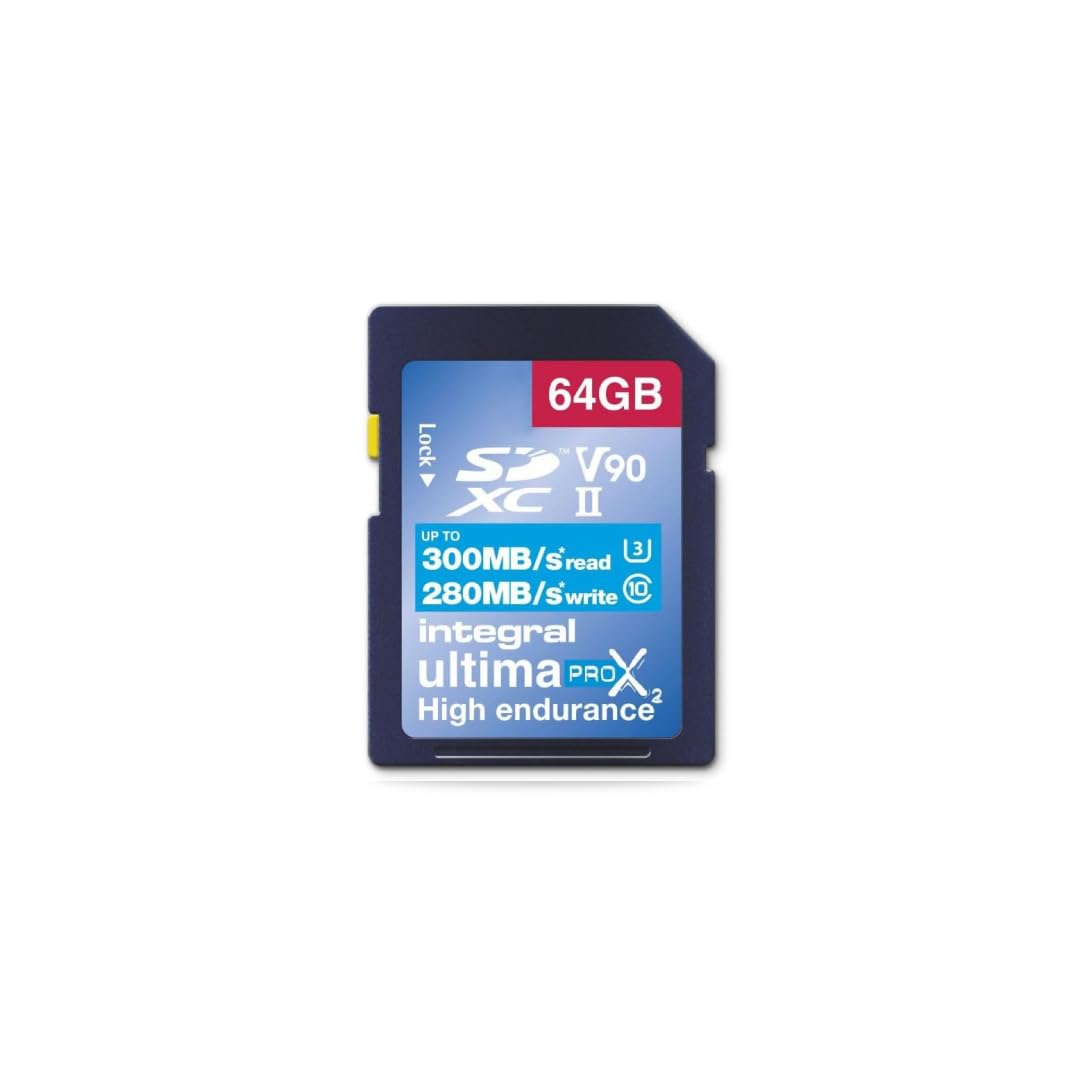 Integral 64GB UHS-II SD Card V90 Up to 300MBs Read and 280MBs Write Speed 1866X SDHC Professional High Speed Memory Card