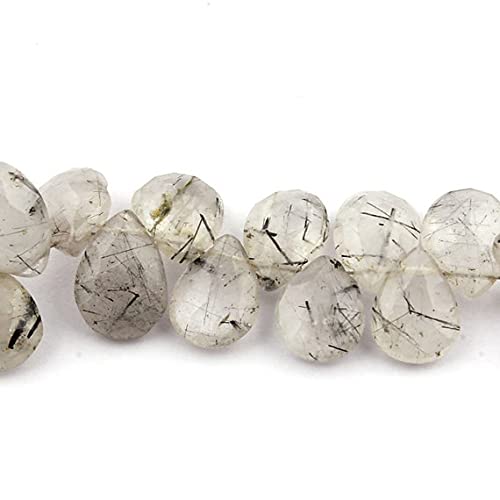 Quartz tourmaliné perles facettées poire 11mm-13mm en rang de 8 pouces