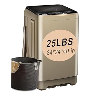 KRIB BLING Full Automatic Washing Machine 25lbs Compact Portable Washing Machine with LED Display, Drain Dump, 10 Wash Programs and 8 Water Levels Ideal for Dorms, Apartments, RV, Gold