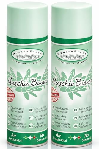 HOME PRO Muschio Bianco - Spray Deodorante Professionale Tessuti Ambiente Auto Cassetti Igienizzante Scarpe Armadio Profumo Hotel Palestra Accessori Lavanderia -2x400ml