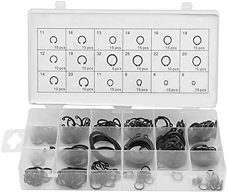 DODODIY 225pcs Circlip 18 Sizes C-Clip Washers Snap Shop Assortment Alloy Steel External Circlip Snap Retaining Clip Rings Set