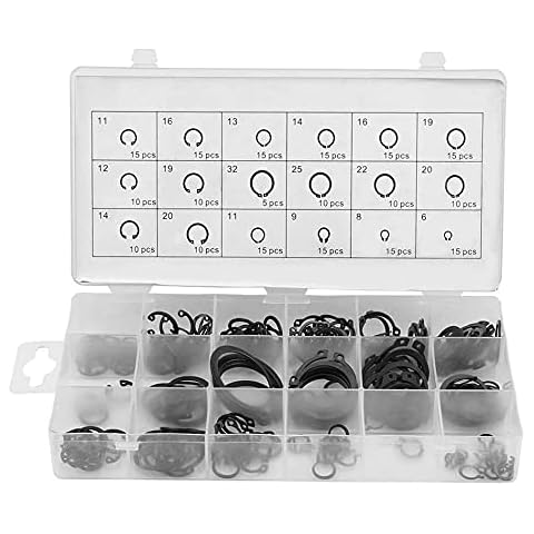 225pcs Circlip 18 Sizes C-Clip Washers Snap Shop Assortment Alloy Steel External Circlip Snap Retaining Clip Rings Set Cover