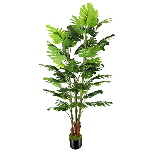 Oxllxo 6.3Ft Artificial Monstera Deliciosa Tree (75In) With Plastic Nursery Pot Faux Tree, Fake Tropical Split Leaf Palm Plant For Office House Farmhouse Living Room Home Decor (Indoor/Outdoor) #TOP19