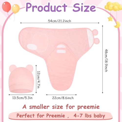 Image of Ramede 6-Pack Preemie Baby Swaddle Blankets with Hats, Breathable 100% Cotton Baby Swaddles, Suitable for Preemie Babies and Newborns, Soft Cotton, Adjustable(Classic,Light Color)