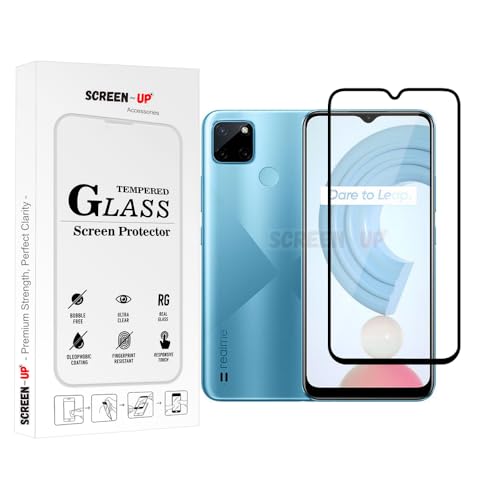Image of ScreenUp Tempered Glass For Realme C21Y - Ultra Clear, 9H Scratch Resistant, Full Coverage, Easy Install Screen Protector
