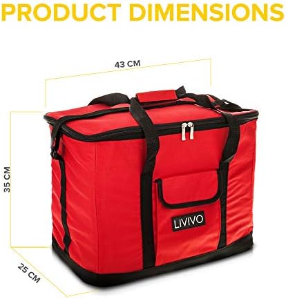 LIVIVO Extra Large 30 Litre Insulated Cool Bag, Collapsible Drink or Food Storage for Picnic, Camping, Festivals and Outdoor, or for Home