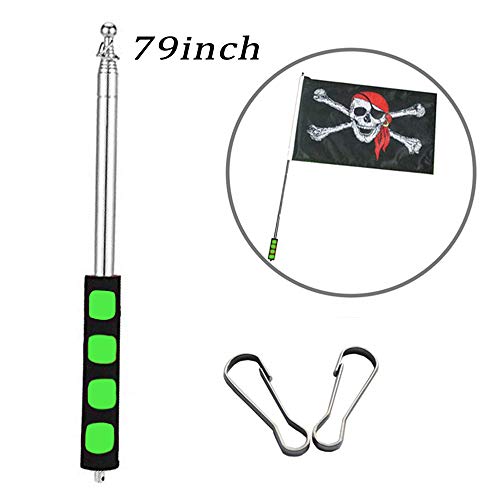 godehone Telescoping Flagpole,Stainless Steel Banner Tour Guide Teachers Flag Sign Collapsable Pole (79")
