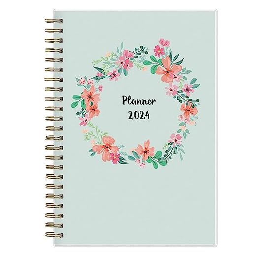 Blue Sky 2024 Weekly and Monthly Planner, January - December, 5" x 8", Frosted Cover, Wirebound, Laurel (144730)