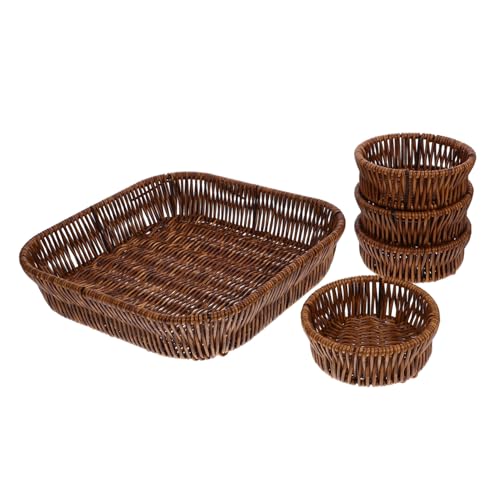 GREENADSCAPE 1 Juego De Cajas De Frutos Secos De Ratán Sintético, Soportes Para Alimentos, Bandeja Para Servir Alimentos, Frutero De Ratán Sintético, Plato De Postre De Ratán Sintético,