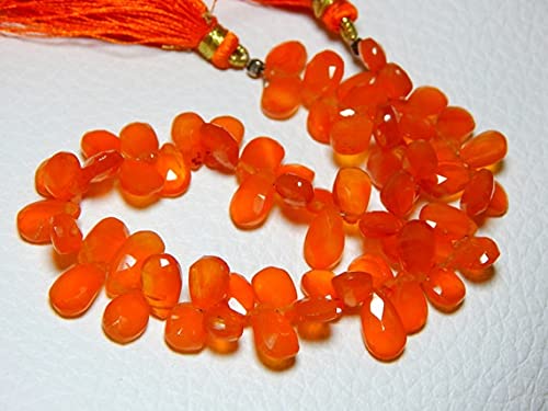 Gemme naturelle de carnéole en perle poire facettée, l'excellence créative signée LKBEADS