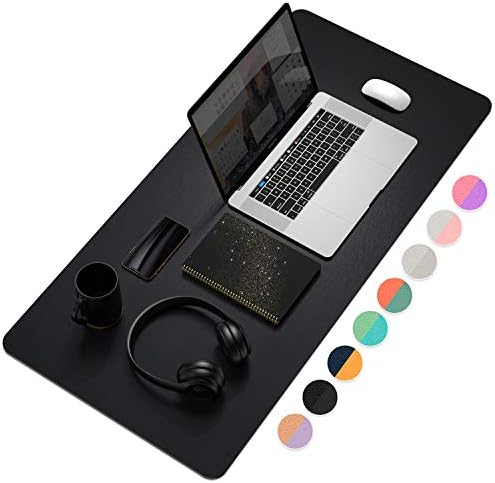 YSAGi Desk Mat, Mouse Pad,Waterproof Desk Pad,Large Mouse pad for Desk, Leather Desk Pad Large for Keyboard and Mouse,Dual-Sided Mouse Mat for Office and Home (35.4" x 17", Black)