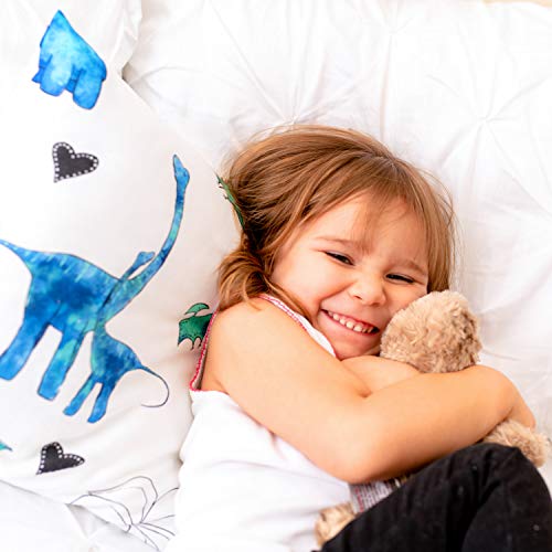 Jumpoff Jo – Toddler Pillow For Kids, No Pillowcase Needed, Kids Travel Pillow, 100% Cotton Cover, Hypoallergenic, Machine Washable – 14”X19”, Dinosaur #TOP5