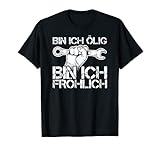 Das Ölig Fröhlich Geschenk ist der Hingucker in jeder Werkstatt. Für alle die Auto Schrauber Mechaniker Sprüche lieben ein absolutes Highlight und ein tolles Geschenk zu Weihnachten oder zum Geburtstag. Ein Bin ich ölig bin ich fröhlich Motiv.