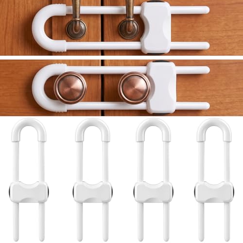 4 Pcs Baby Proof Cabinet Locks Sliding Childproof Cabinet Latches