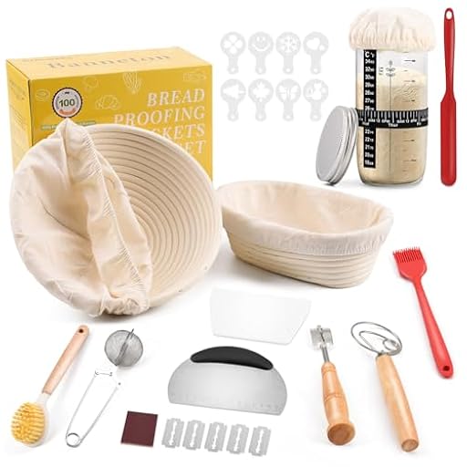 Clheatky Cesta de Fermentación para Pan Ovalado & Redonda, 12 Piezas Kit Completo de Panadero, Banetones de Caña Natural, Cesta para Pan de Masa Madre para Principiantes y Experimentados | Ya disponible en tu tienda friki favorita! En mundofriki.es!