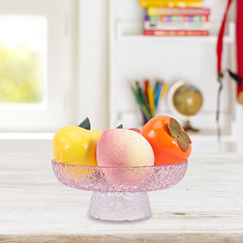 Veemoon Suporte De Bolo De Vidro Suporte Pés Gradiente Rosa Redondo Suporte De Sobremesa Frutas Doce