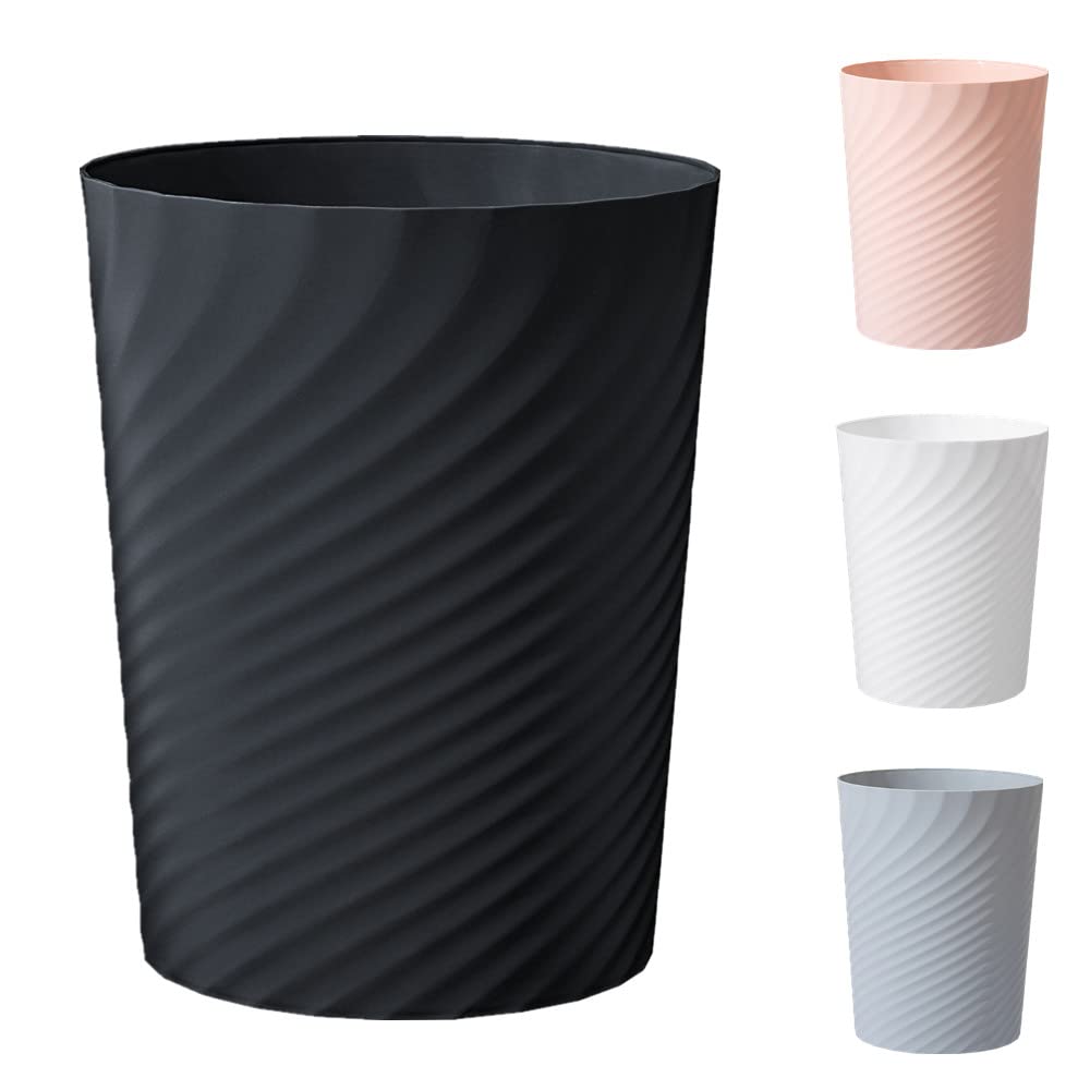 XAJH Trash Can, Plastic Small Trash Can, 1.8 Gallon Wastebasket Recycling Bin, Slim Profile Garbage Can for Compact Spaces, Bathroom, Office, Bedroom, Kitchen (Black)