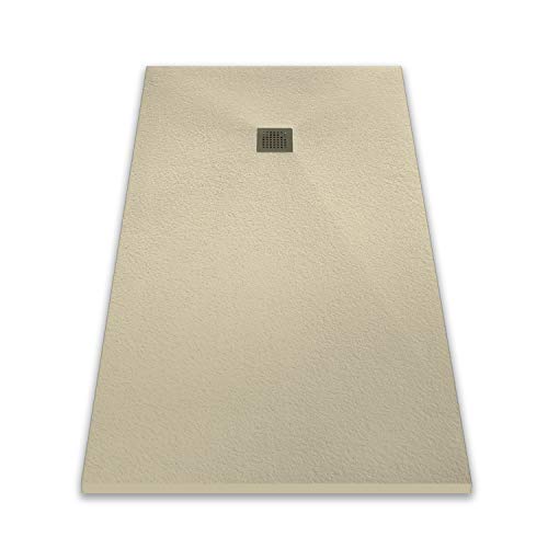 DIAGO - Plato de Ducha de Resina - Antideslizante, Acabado Mate, Serie Kibo 130x100 cm, Beige