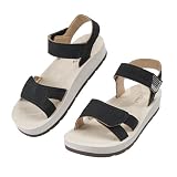 CLEIKS Romeinse damessandalen met sluiting, comfortabele orthopedische schoenen, sandalen, brede zomerschoenen, slippers, Zwart, 40 EU