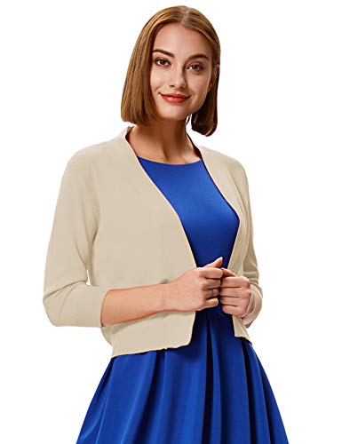 Image of GRACE KARIN Women Cardigan Sweaters Lightweight Knit Cropped Cardigans Trendy 3 /4 Sleeve Shrug Bolero S-3XL