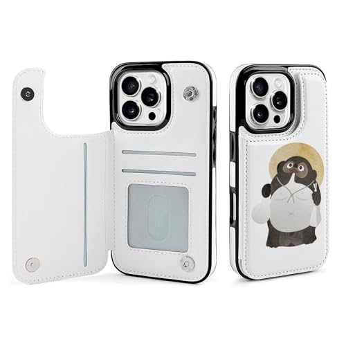 iPhone16Pro用ケース 手帳型 信楽焼の狸の置物 狸 アイフォン16Pro用ケース 背面 財布型 2024年 スマホケース PUレザー カード収納 スタンド機能 おしゃれ