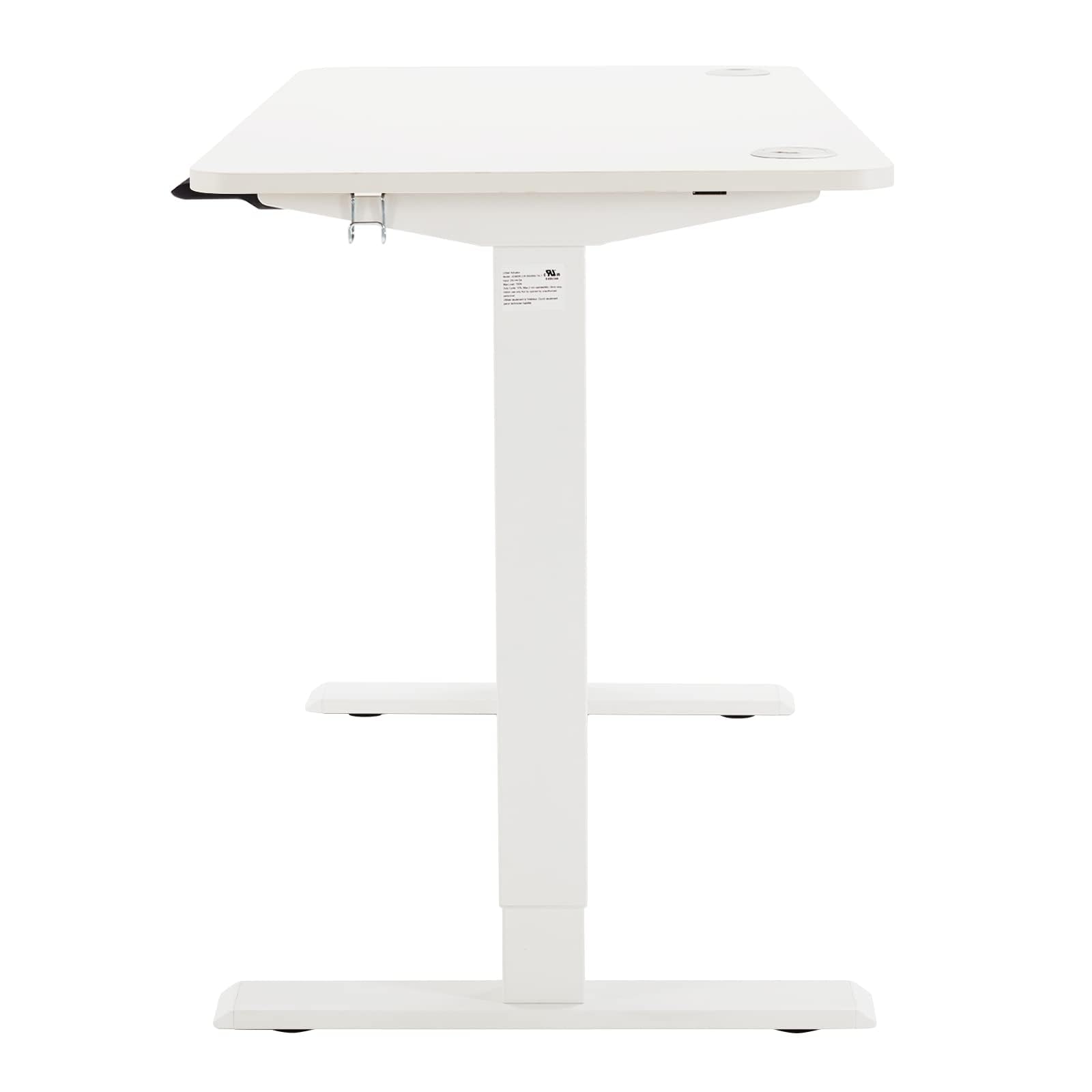 Amazon Basics, Scrivania sit-stand con regolazione dell'altezza elettrica, 120 x 60 cm, ergonomica, facile da usare, con piano bianco e cornice bianca