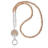 USANGERS Teacher Lanyard - Lanyards for ID Badges and Keys Women Cute Wooden Beaded Lanyard Necklace