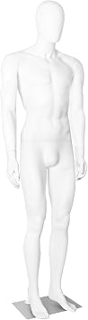 Male Mannequin Full Body Dress Form Model Stand, Adjustable Mannequins 73 Inch Detachable Torso for Retail Clothing Shops, Poseable Manikin Body Display Metal Base Connector, White