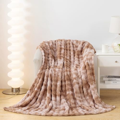 DJDEA Fleece Throw Blanket, Thick Warm Bubble Blankets, Faux
