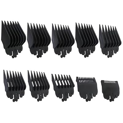 HOTIOGA 10-Pack Clipper Guards Set for Wa-hl, Hair Clipper Guides Cutting Combs 1/16" to 1" Fit for Hatteker RFC676/RFC686/RFC696/Haokry P-28900 - Black